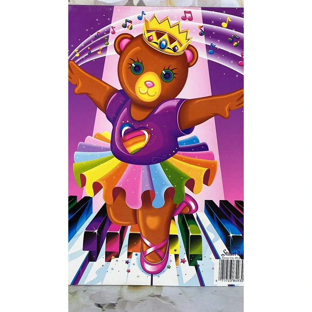 Lisa Frank Folder Ballerina Bear for Three 3 Ring Binder 90s Piano Vintage